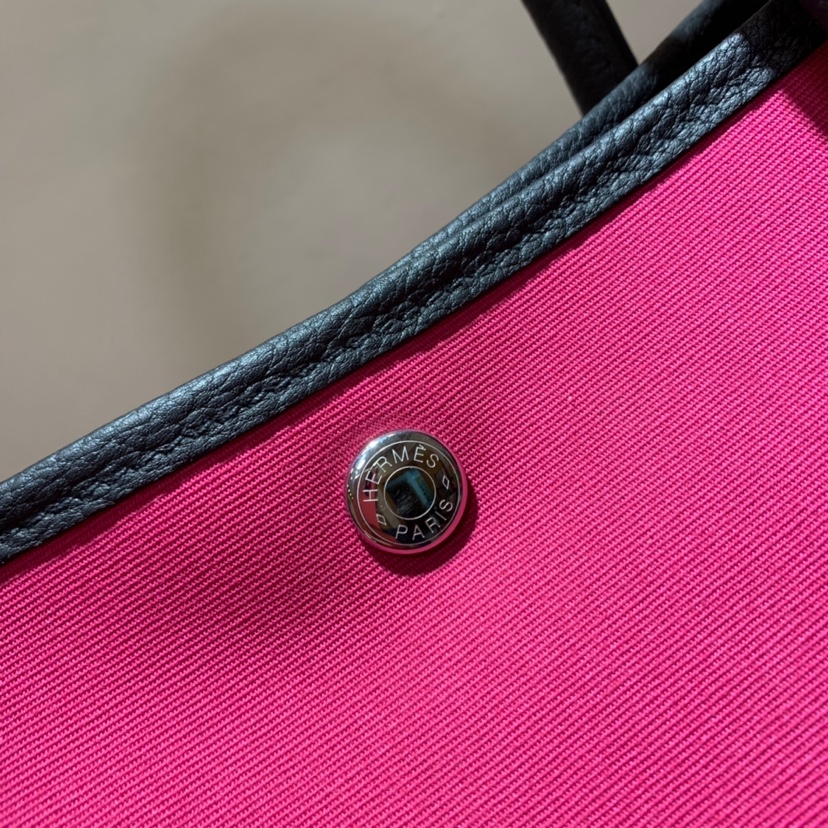 에르메스 가든파티30 로즈 아잘리 캔버스 블랙 네곤다